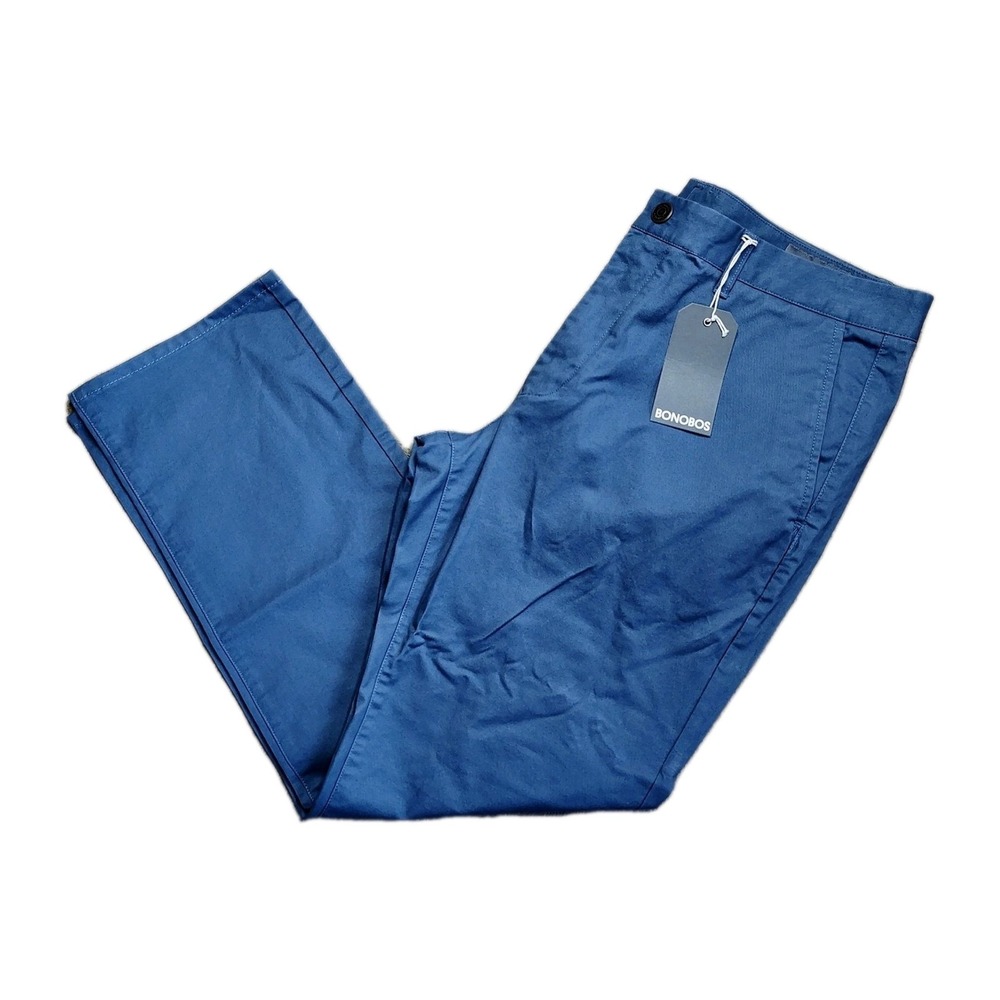 Bonobos Stretch Washed Chino 35x30 Slim Fit Blue Golf Casual Pants Trouser NWT